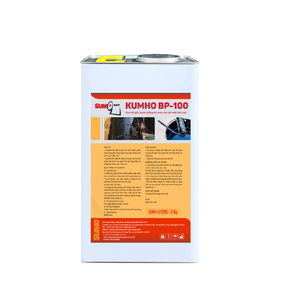 KUMHO BP-100 Keo lót gốc butyl chống ăn mòn cho bề mặt kim loại